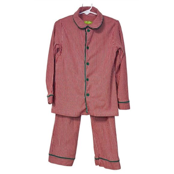 BeMine Collection Pajamas Sz. 6 Red/White Green Piping Boys Button Pull-On - Picture 1 of 9